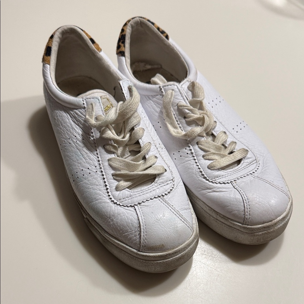 SUPERGA 2843 - Leopard Womens White Leather Sneaker